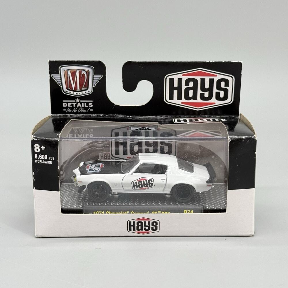 M2 Machines 1:64 White 1971 Chevrolet Camaro SS 396 Hays R74 22-76 Diecast